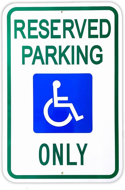 Reserved Handicap Parking Sign - Large 12 x 18 Inches Aluminum Ada Sign, Engineer Grade Reflective, UV Protected and