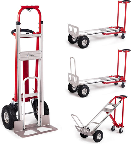 Folding Hand Truck Dolly, 4 in 1 Aluminum Dolly Heavy Duty with Rubber Handle, Folding Truck 770LB Capacity Weigth