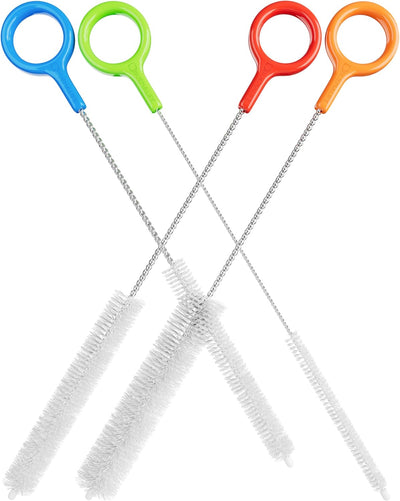 Heavy Duty Cleaning Brushes Set of 4 - Extra Long Straw Cleaners for Metal and Plastic Reusable Drinking Straws, to