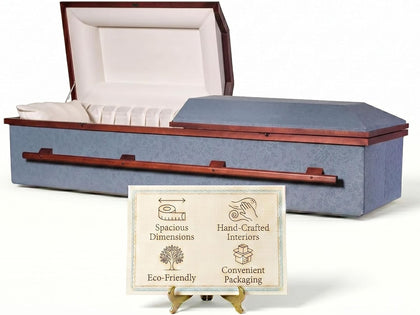 Serenity Dark Burial Casket, Lightweight Cloth Covered Funeral Casket Coffin, Corrugated Cardboard Casket with Satin