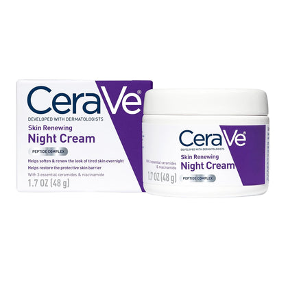 Skin Renewing Night Cream, Peptide Complex, Hyaluronic Acid & Ceramide Moisturizer for Face, 1.7 Ounce