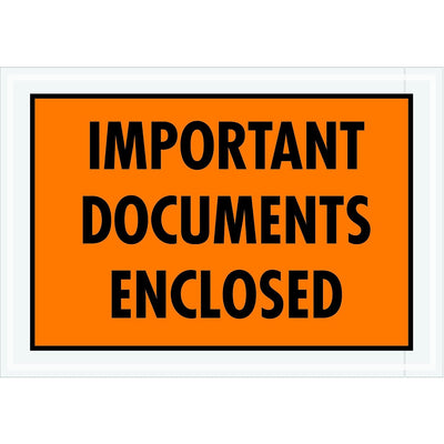 PPL421 "Important Documents Enclosed" Envelopes, 5 1/4" x 7 1/2", Orange (Pack of 1000)