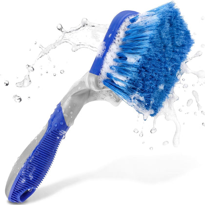 Car Wash Brush 10 Inch, Car Tire & Wheel Brush for Cleaning Wheels & Rim | Soft Bristle Car Wheel Cleaner Brush, Car