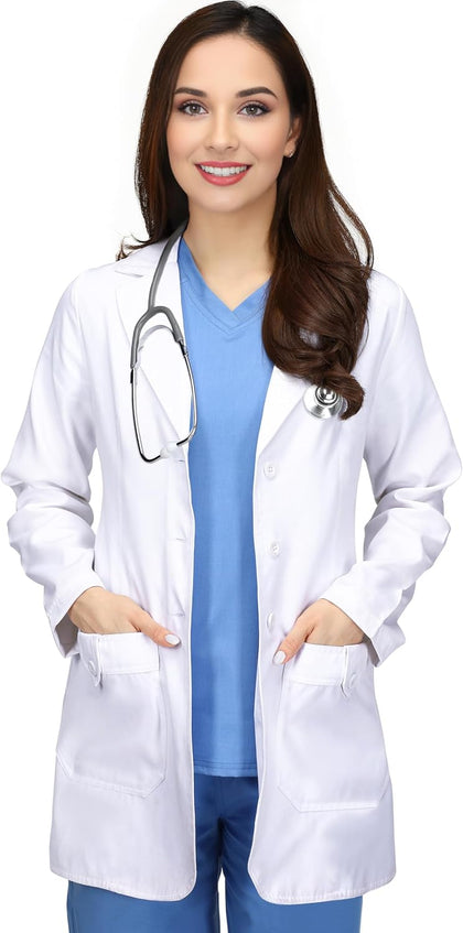 Medical Lab Coat Button-Front Long Sleeve for Classroom Lab & Healthcare