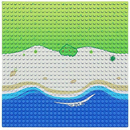 Baseplates 32x32 Studs with Seaside Beach Island Blue Building Plates