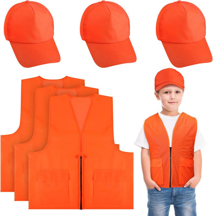 6 Pcs Hunting Safety Vest Cap, Blaze Orange,Baseball Cap | High Visibility Mesh Safety Gear for Outdoor Activities