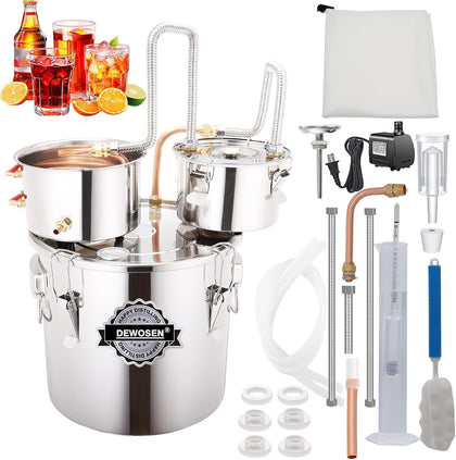 Alcohol Still 5 Gallon 3 Pots Shine Still Distillery Kit for Alcohol Stainless Copper Tube Complete with Thumper Keg