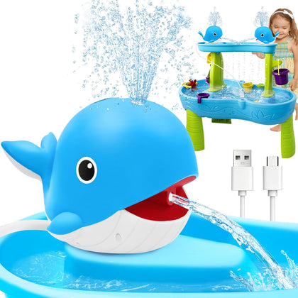 Water Table Pump, Whale Rechargeable Water Pump for Water Table with Sprinkler, 3.5 Hours Non-Stop Fun Summer Outdoor