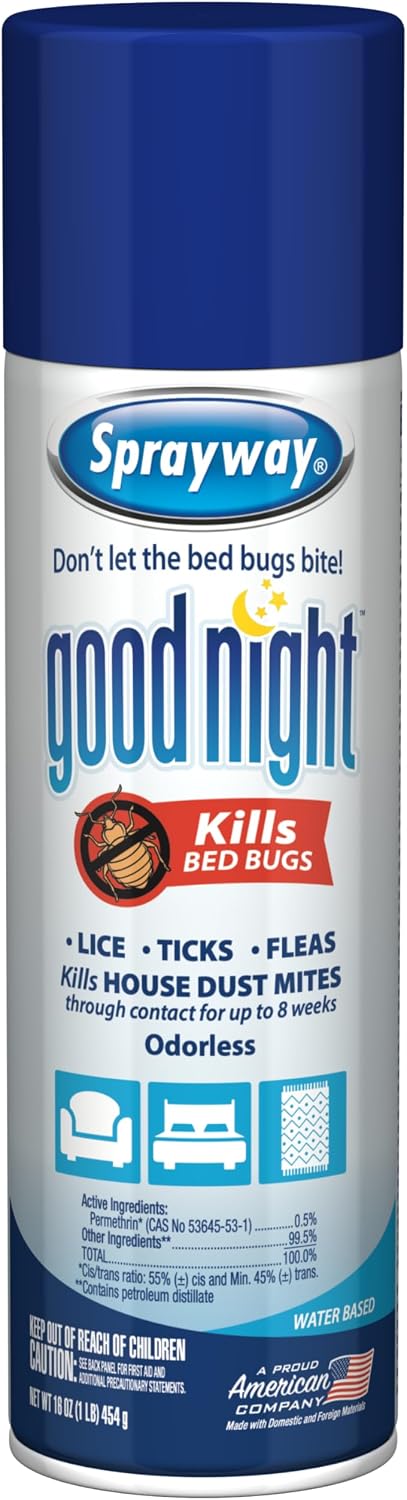 Good Night Bed Bug Spray, 16oz | Odorless, Water-Based, EPA Registered | Eliminates Bed Bugs, Lice, Ticks, Fleas