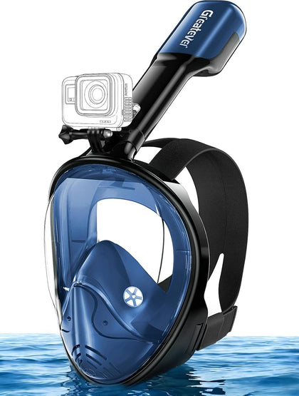 Full Face Snorkel Mask, Snorkeling Gear for Adults with Latest Dry Top Breathing System and Detachable Camera Mount