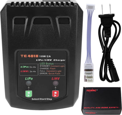 LiPo Battery Charger - 2S 3S 4S RC Car Batteries Balance Chargers 18W 2A for LiPo(7.4-14.8V) LiHV(8.7-17.4V) with