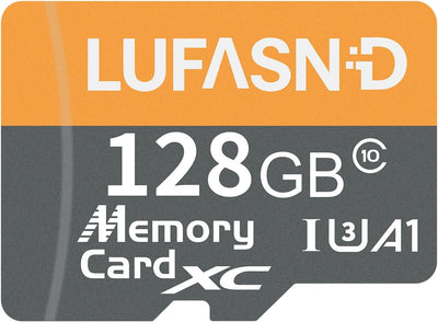128GB Micro SD Card with Adapter, High Speed U3 C10 V30 SDXC Memory Card Up to 100MB/s, 4K Video Recording for GoPro