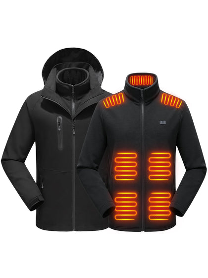 Men's 3-in-1 Heated Jacket, 15 Zones, 10000mAh Power Bank Included
