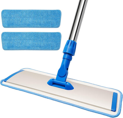 18" Professional Microfiber Mop Floor Cleaning, Flat Mop with Stainless Steel Handle,360-Spin Head with 2 Reusable