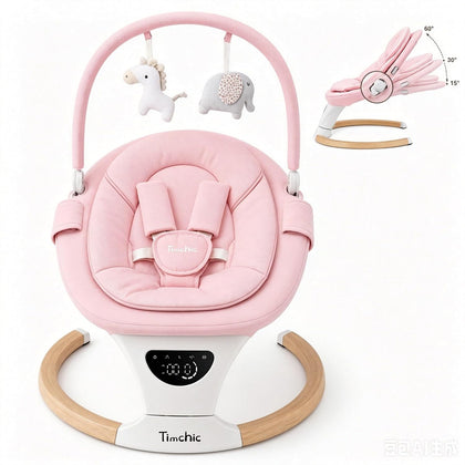 Baby Swing for Infants, Portable Electric Swing with Auto-Rocking Detection, 5 Speeds, 3 Heights, Remote Control, for