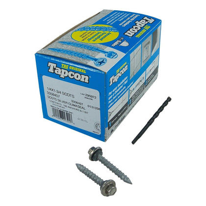 Scots 1/4" x 1-3/4" Stainless Steel Hex Head ClimaSeal Concrete Anchor Screws 3358407 | 100 Pack | Drill Bit Included
