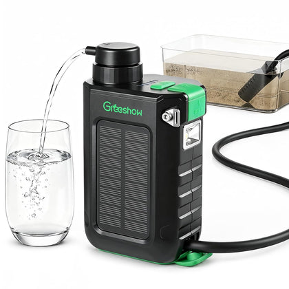 Portable Electric Water Filter for Camping & Survival - 0.01 Micron Water Purification System with Solar, Hand Crank
