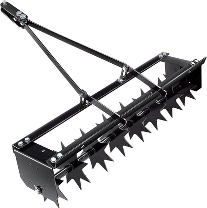 32 Inch Tow Behind Spike Aerator Soil Penetrator Spikes Tractor with Galvanized Steel Tines and Wide Tow Bar Black