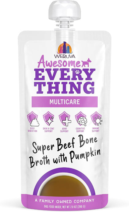 Awesome Everything Dog Food Mixer, Super Beef Bone Broth, 7oz Pouch, Pack of 6
