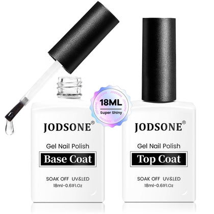 2 Bottles 18ml Top Coat Base Coat Gel Polish Set Compatible for Nail Salon Bright Surface, Girl Gift and At Home DIY
