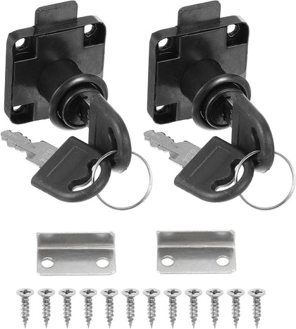 2 Pack Drawer Lock with Keys, Keyed Different Alloy Steel Desktop Lock with 7/8" Length 3/4" Dia Cylinder Cam Cabinet