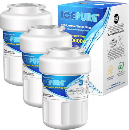 RWF0600A Refrigerator Water Filter Replacement for GE MWF, 3PACK | Replacement for SmartWater MWFP, MWFINT, MWFA, HDX