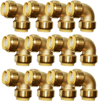 Pex Fitting 1/2" Pex Elbow PushFit Elbow 90 Degree Push-to-Connect Plumbing Fitting for Copper, CPVC (12Pcs 1/2")