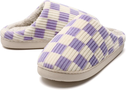 House Slippers for Women & Men - Fuzzy, Casual Indoor/Outdoor Shoes with Memory Foam & Faux Fur Lining