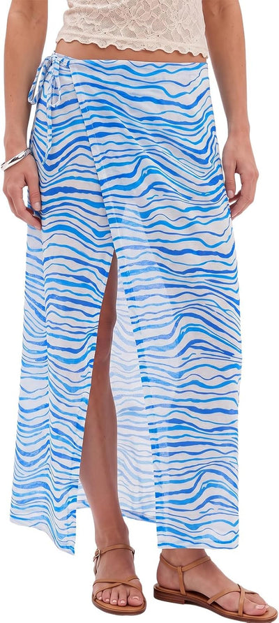 Women's Sheer One Size Swimsuit Coverup Drawstring Sarong Wraps