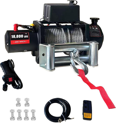 18,800 lb 12V Electric Winch with Wireless Remote Control, Heavy-Duty Truck and SUV Winch kit, 78 ft Rope Steel