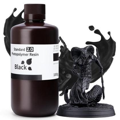 Upgraded Standard 3D Printer Resin 2.0, High Precision, Low Odor, Higher Toughness, 405nm UV Curing Photopolymer