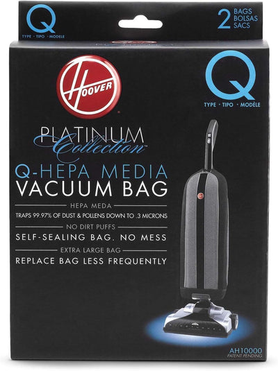 Hoover Vacuum Cleaner Bags for Platinum Upright Vacs, Pack of 2, Type Q