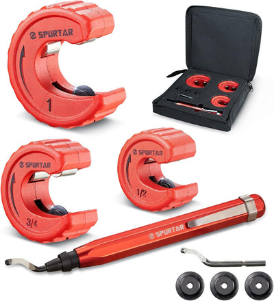 4pcs Pipe Cutter Tool Set with Deburring Tool for Copper Tubing | 3pcs Tubing Cutter 1/2" 3/4" 1" and 1pc Deburring
