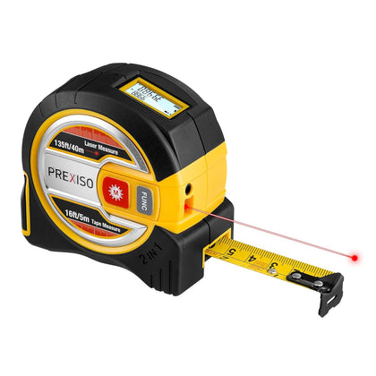 2-in-1 Laser Tape Measure - NOT Digital - 135Ft Laser Measurement Tool & 16Ft Measuring Tape with Auto Lock & Movable