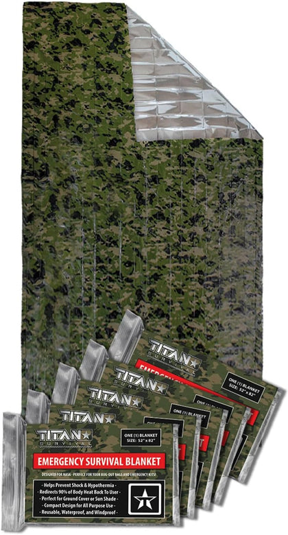 Premium Mylar Survival Blankets (5 Pack) Thermal Emergency Survival Blanket for Camping, Hunting, Hiking - 90% Heat