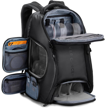 Camera Backpack,25L Large Capacity Camera Bag for Photographers | Raincover, 15.6 Inch Laptop Compartment, Compatible