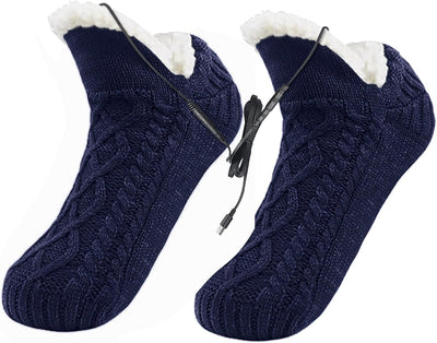 USB Heated Fleece Socks for Men & Women, Winter Warm Electric Heated Thermal Socks Foot Warmers, Foot Heating Pad