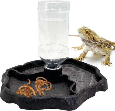 9oz Reptile Water Bottle, Turtle Food and Water Bowl Automatic Feeders Waterer Tortoise Dispenser Bottle Feeding Dish