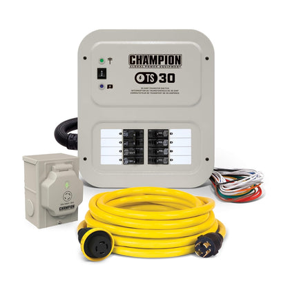 30-Amp Indoor-Rated Manual Transfer Switch with 25-Foot Generator Power Cord and Weather-Resistant Power Inlet Box