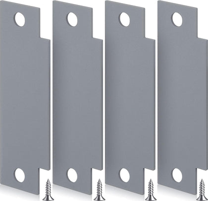 4 Pcs Door Strike Plate Filler with Screws, Carbon Steel, Gray | T-shaped Blank Strike Plate, 4-7/8 x 1-1/4 In, with