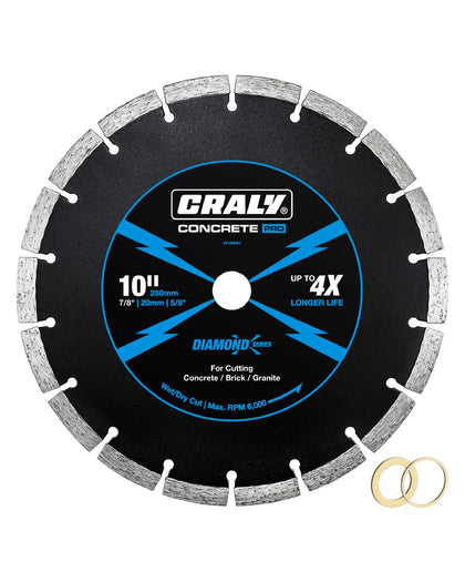 10 Inch Segmented Diamond Blade, 7/8 in Arbor, 10'' General Purpose Diamond Stone Blade for Angle Grinder, Mitre Saw