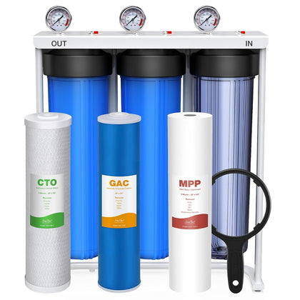 Whole House Water Filter System 3-Stage 20" *4.5" Pre-Filtration