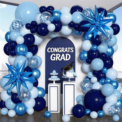 Blue Balloons Arch Kit, Different Shades Navy Blue Balloons for Blue Graduation Decorations 2026 Grad Class Father's