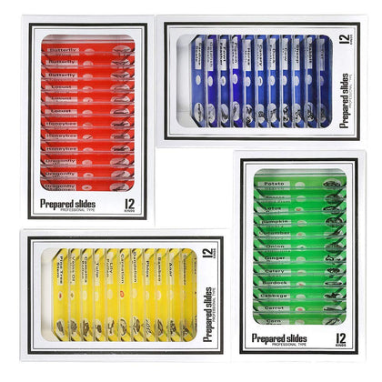 Prepared Microscope Slides, 48pcs Plastic Animals Insects Plants Flowers Sample Specimens
