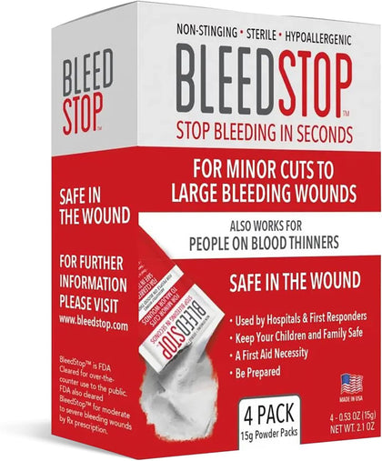 First Aid Powder for Blood Clotting, Trauma Kit, Blood Thinner Patients, Camping Safety, and Survival Equipment for