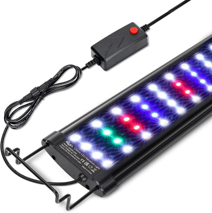 Aquarium Light,Full Spectrum LED Fish Tank Lights | 12"-54" Adjustable Multi-Color White Blue Red Green LEDs with