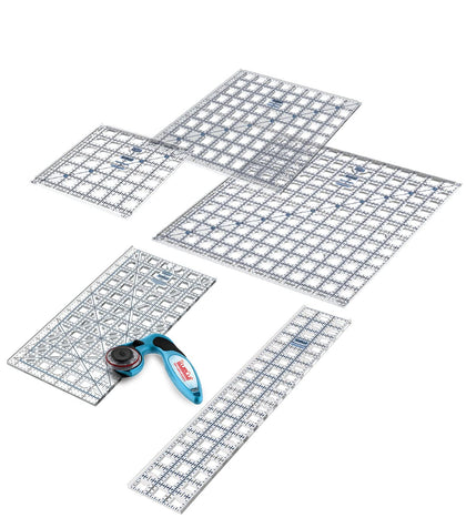 TrueCut Quilting Ruler & Rotary Cutter Bundle | 5 Quilting Rulers | 45mm My Comfort Rotary Cutter | 6.5"x12.5"