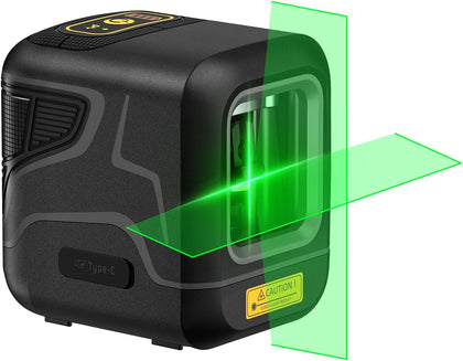 D2 Pocket Green Laser Level, 100 ft Self-Leveling Cross Line Laser, Type-C Rechargeable, Rotatable 360 Degree, Pulse