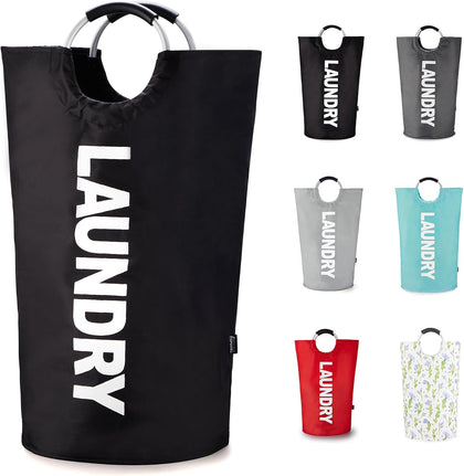 Tall Laundry Basket 90L, Large Hamper, Freestanding Laundry Bag | Collapsible waterproof Oxford laundry bag for dorm