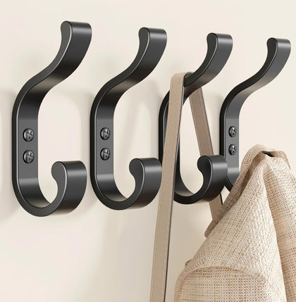 Coat Hooks Wall Mount for Hanging, Heavy Duty Backpack Hooks for Wall, Hold up to 30 lbs, Large Hanger Hooks for